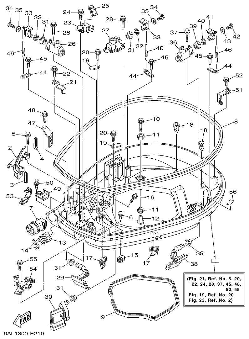 Yamaha F225BET, FL225BET BOTTOM COWLING 1 parts diagram